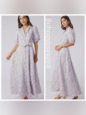 $455 ABBEY GLASS XS Charlotte Lilac Floral Jacquard Gown